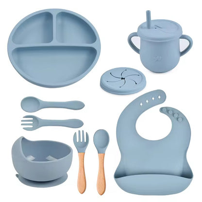 9-Piece Baby Silicone Feeding Set - BPA-Free Mealtime Essentials