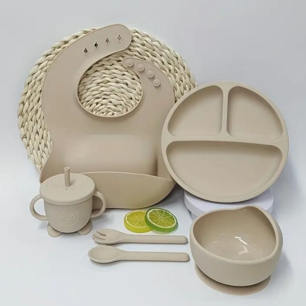 7-Piece Baby Silicone Feeding Set - BPA-Free Mealtime Essentials