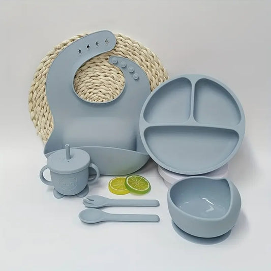 7-Piece Baby Silicone Feeding Set - BPA-Free Mealtime Essentials