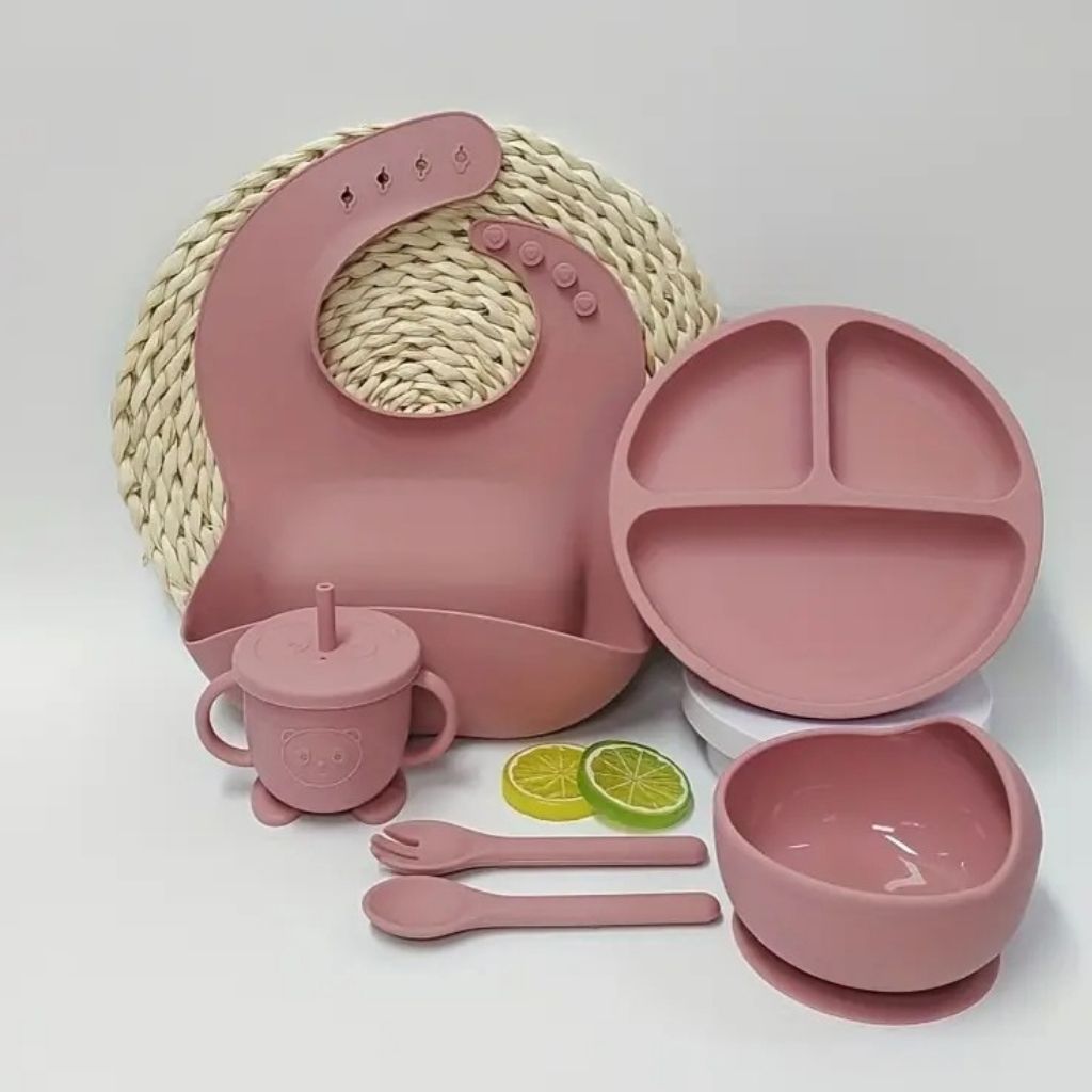7-Piece Baby Silicone Feeding Set - BPA-Free Mealtime Essentials