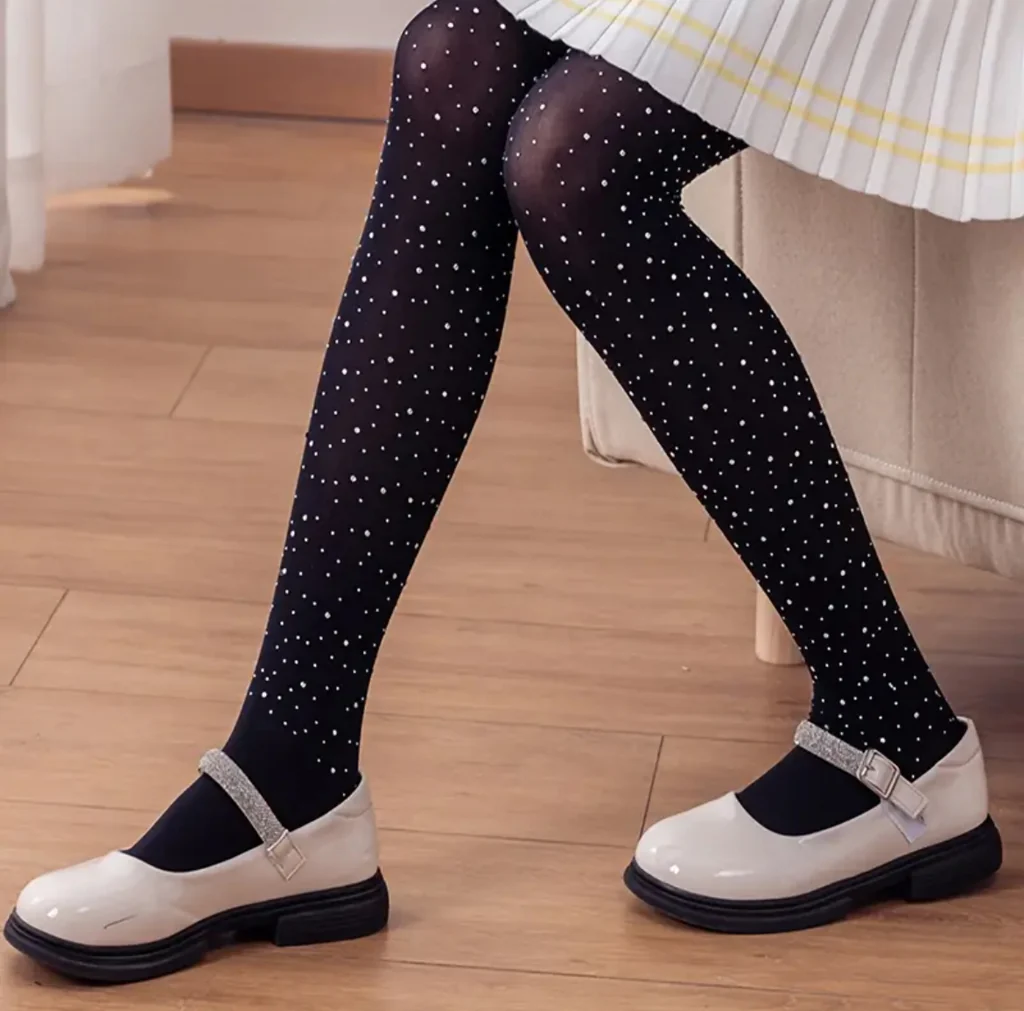 Net Baby Girls Diamond-Accented Leggings (Black & White)