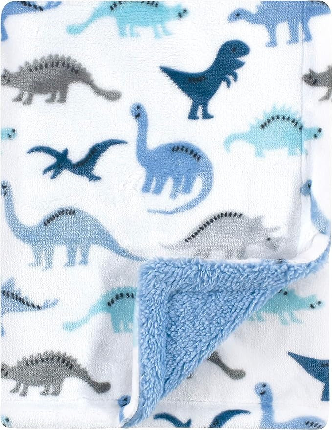 Luvable Friends' Dino Delight: Unisex Sherpa-Backed Plush Blanket