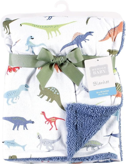 Alifier  Baby's Dino Delight: Plush Mink & Sherpa Blanket