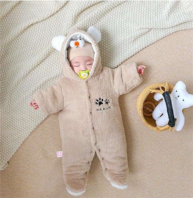 2023 Cozy Rabbit Snowsuit: Winter Cotton Bodysuit for Infants (0-12M)