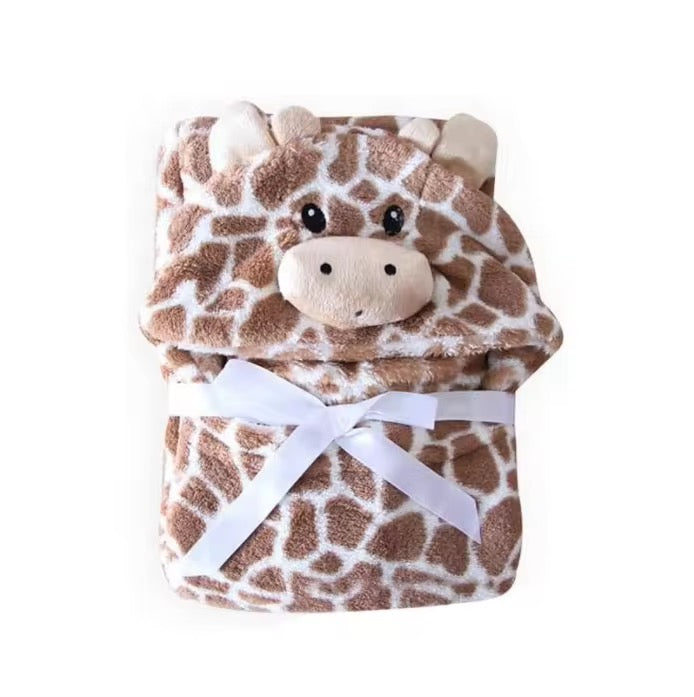 Baby Hooded Fleece Blanket - Giraffe print