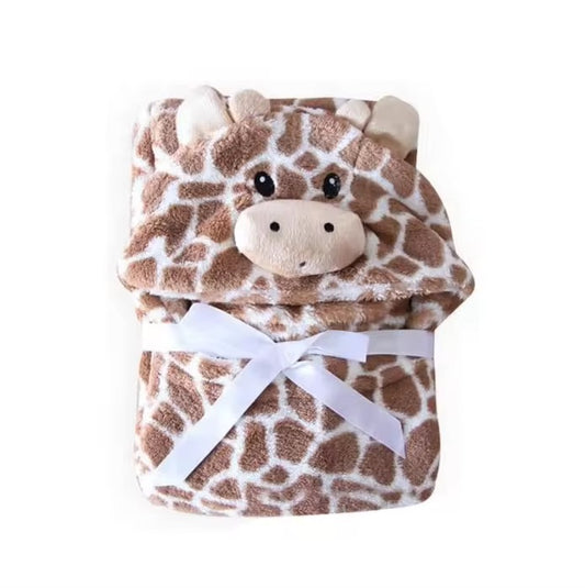 Baby Hooded Fleece Blanket - Giraffe print
