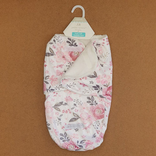 Adjustable Sherpa-Lined Winter Swaddle by Little Sparks (Rose)