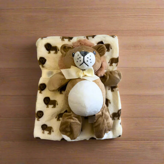 Baby Lion Plush Toy Blanket Set