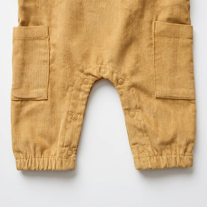 Baby 2-Piece Corduroy Dungaree & Bear Print Top Set | Alaya Junior