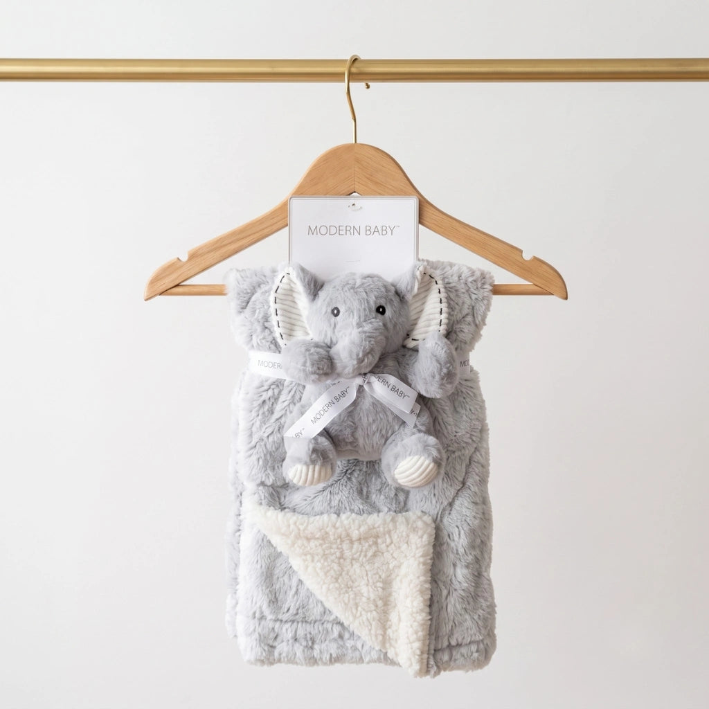 Baby Blanket & Plush Toy Set – Faux-Fur with Sherpa Reverse