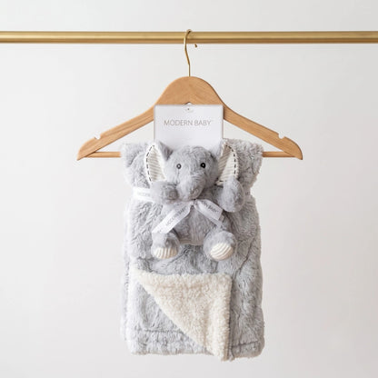 Baby Blanket & Plush Toy Set – Faux-Fur with Sherpa Reverse