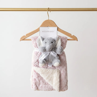 Baby Blanket & Plush Toy Set – Faux-Fur with Sherpa Reverse