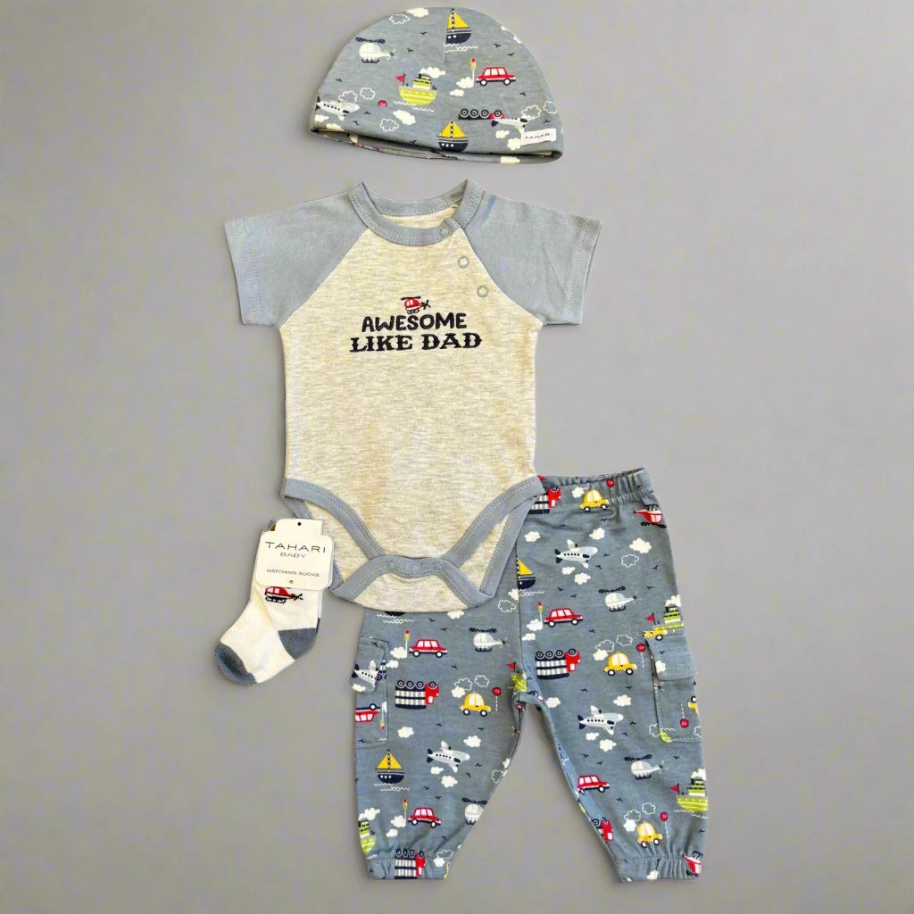 Baby Boys 4-Piece Transportation Summer Set