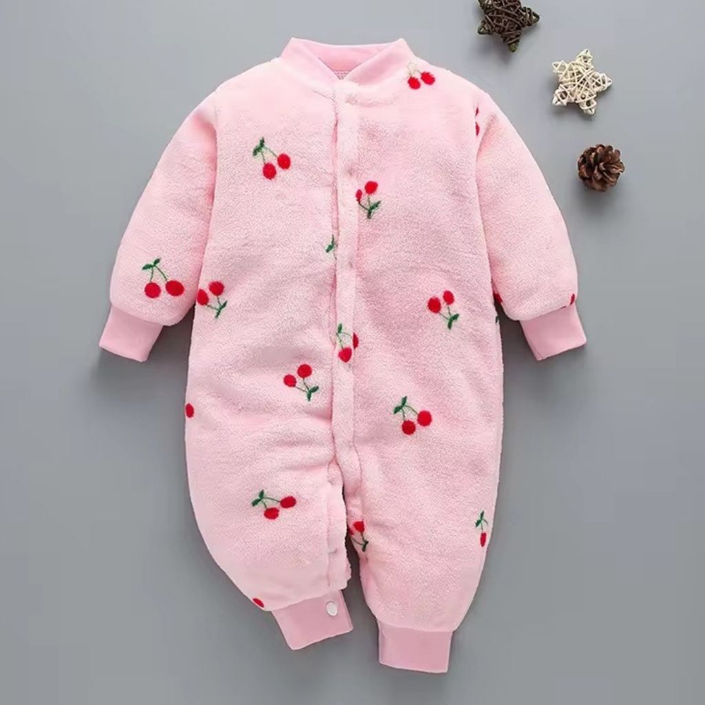 Newborn Baby Unisex Flannel Jumpsuit Rompers | Cartoon Long Sleeve