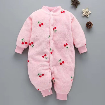 Newborn Baby Unisex Flannel Jumpsuit Rompers | Cartoon Long Sleeve