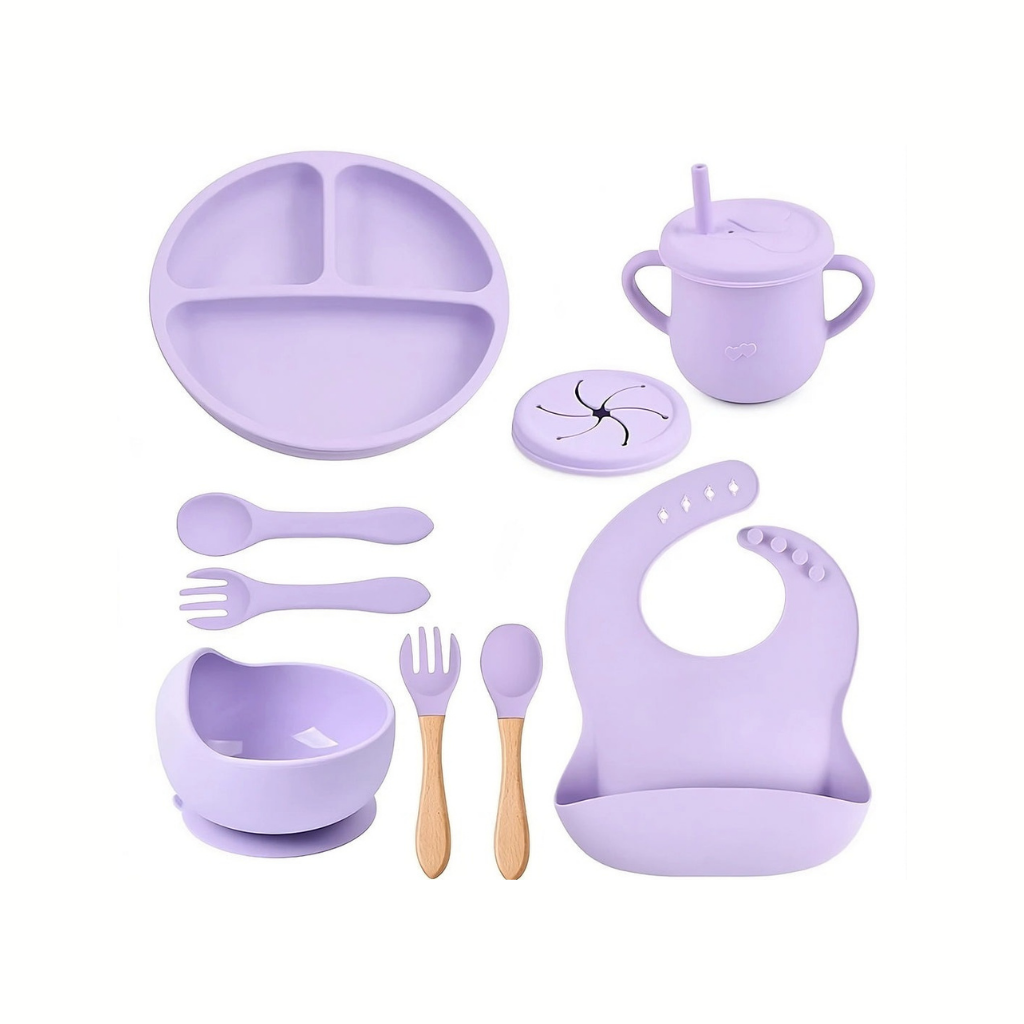 9-Piece Baby Silicone Feeding Set - BPA-Free Mealtime Essentials