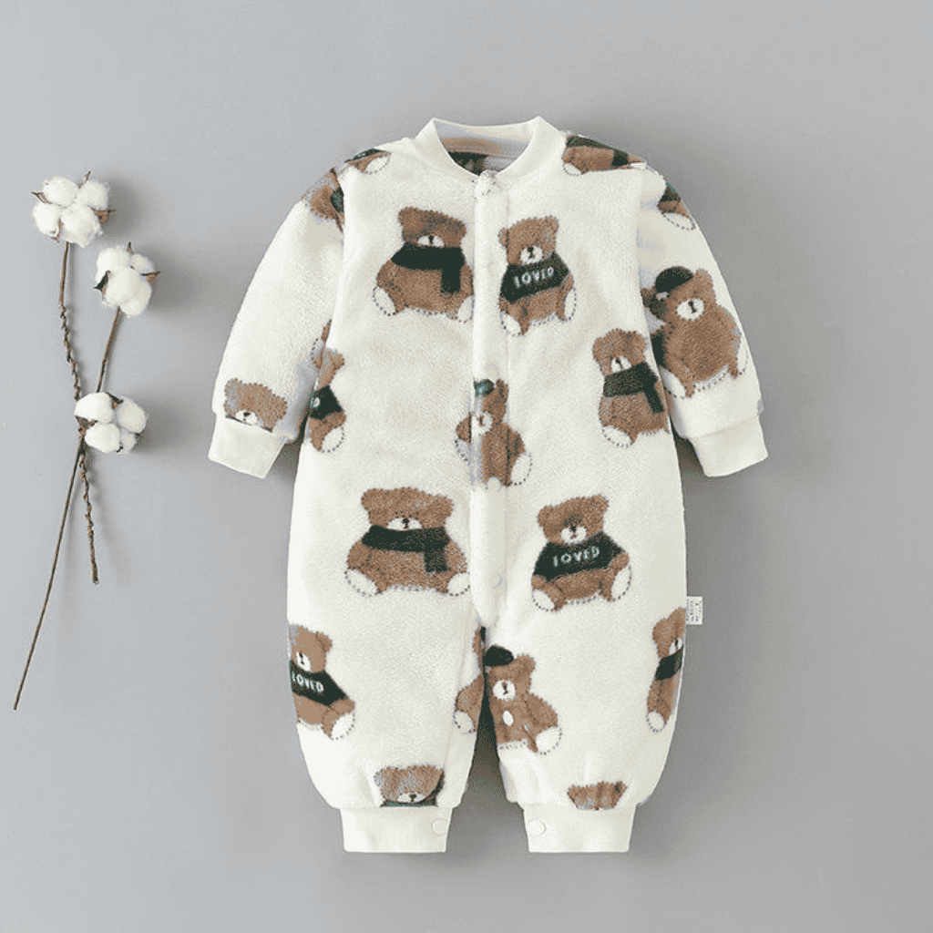 Newborn Baby Unisex Flannel Jumpsuit Rompers | Cartoon Long Sleeve