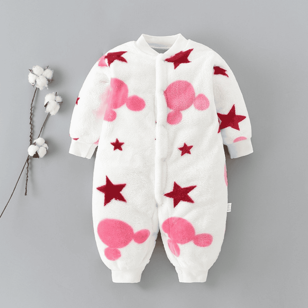 Newborn Baby Unisex Flannel Jumpsuit Rompers | Cartoon Long Sleeve