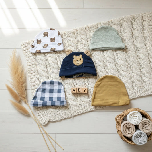 Pack of 5 Baby Caps - Bear Theme Collection
