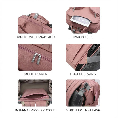 3-in-1 Multifunctional Diaper Bag Backpack with Foldable Baby Bed