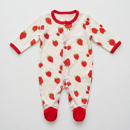 Baby Girl Strawberry Footed Romper 3-Pack | Alaya Junior