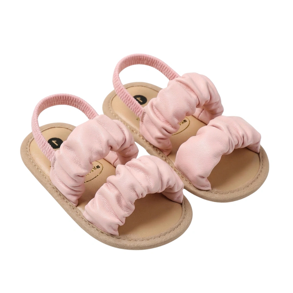 Baby Girl Ruched Cloud Sandals | Elastic Strap | Soft Sole | 0–18 Months
