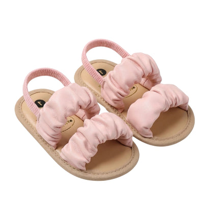 Baby Girl Ruched Cloud Sandals | Elastic Strap | Soft Sole | 0–18 Months