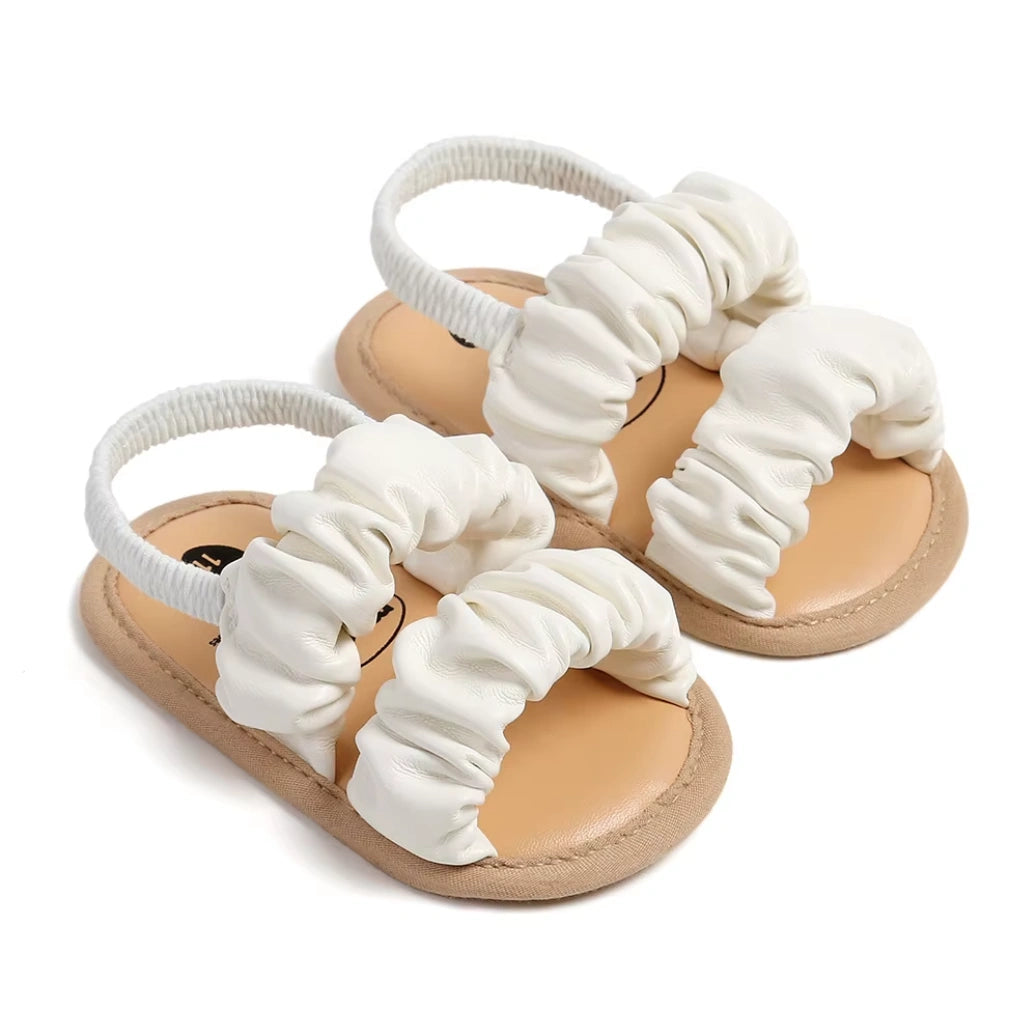 Baby Girl Ruched Cloud Sandals | Elastic Strap | Soft Sole | 0–18 Months