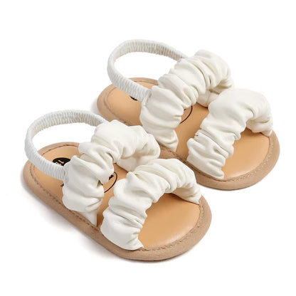 Baby Girl Ruched Cloud Sandals | Elastic Strap | Soft Sole | 0–18 Months