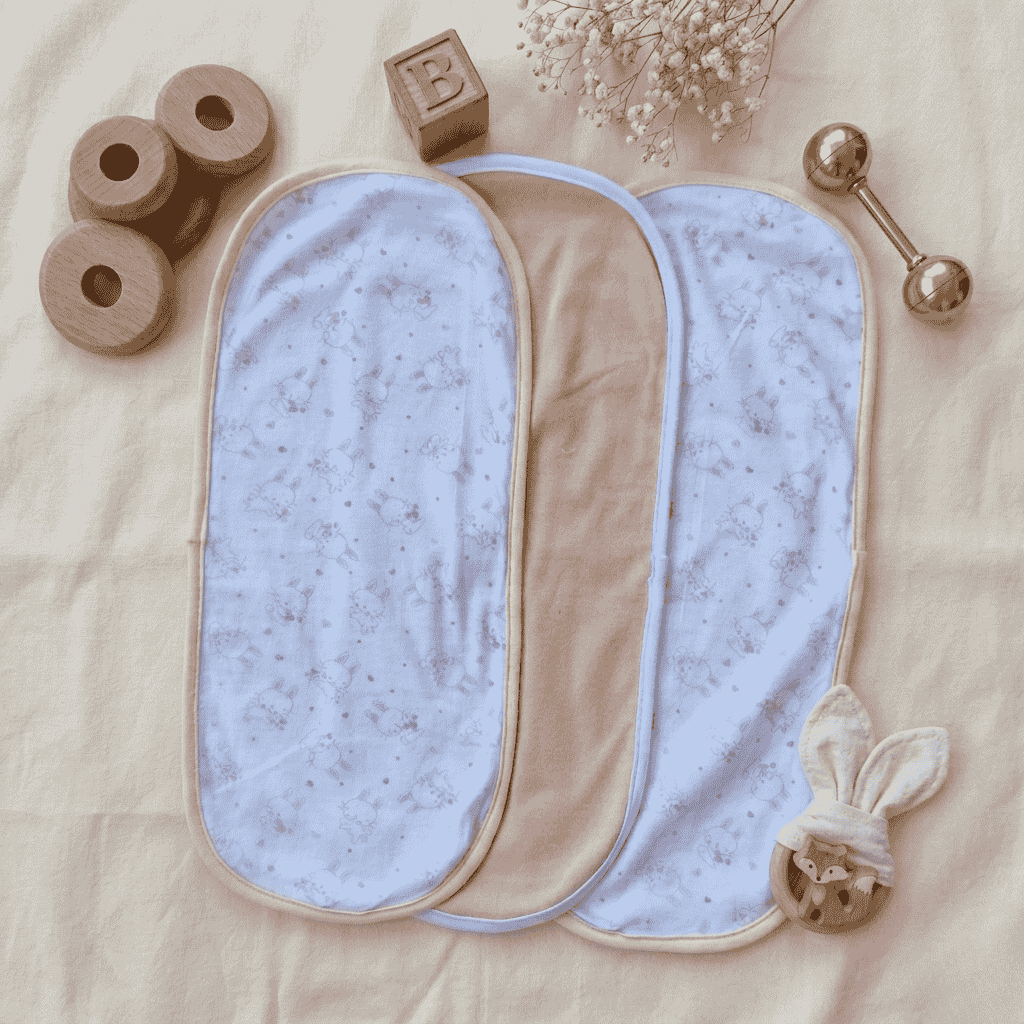 Baby Burp Cloths - Pack of 3 with Mixed Designs