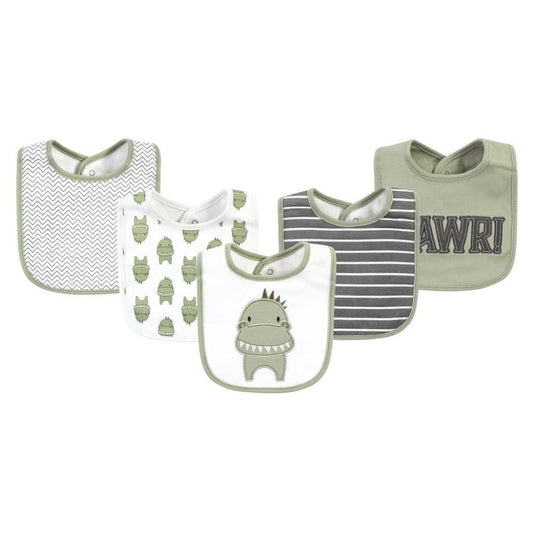 Hudson Baby Cotton Bibs, Green Dino 6.3 *7.6 inch