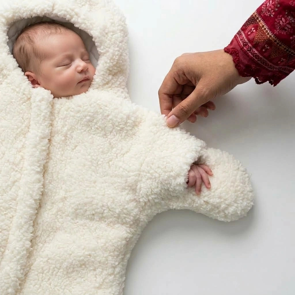 Baby Sherpa Star Suit Swaddle with Hood, 0-6M | Alaya Junior