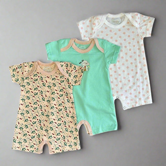 Carter's Exclusive 3-Pack Baby Girl Rompers - Floral, Mushroom, Polka Dot Designs