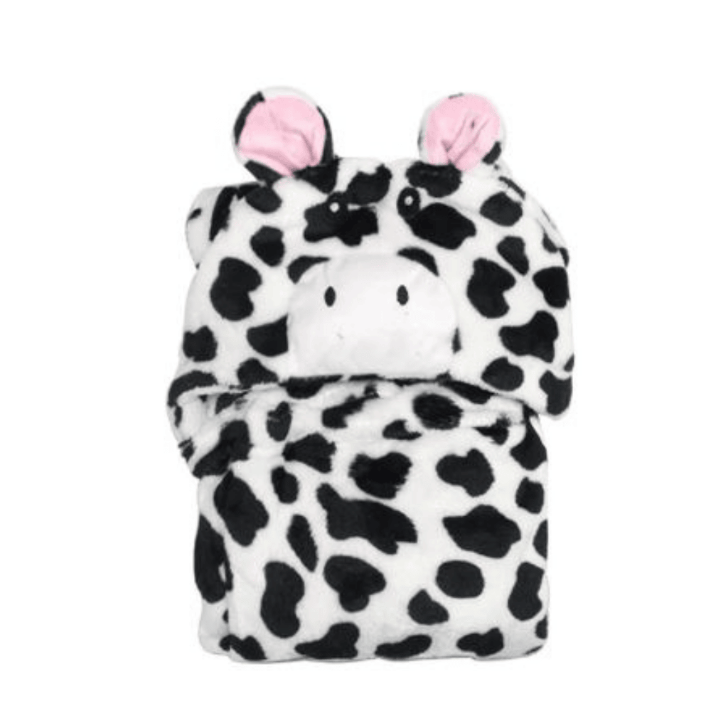 Baby Hooded Fleece Blanket - Cow Print
