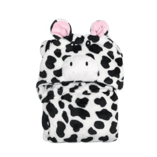 Baby Hooded Fleece Blanket - Cow Print