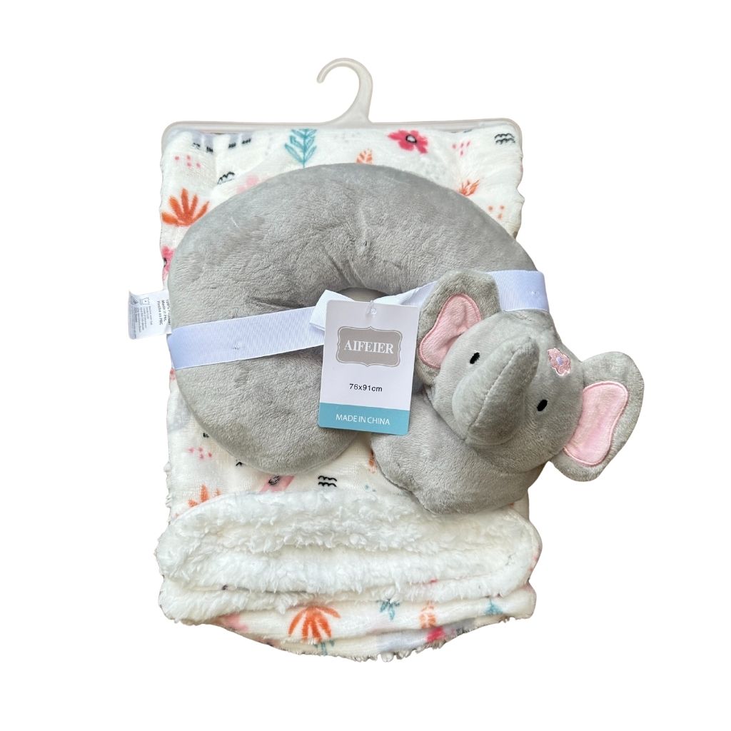 Plush Baby  Blanket with Pillow | Elephant