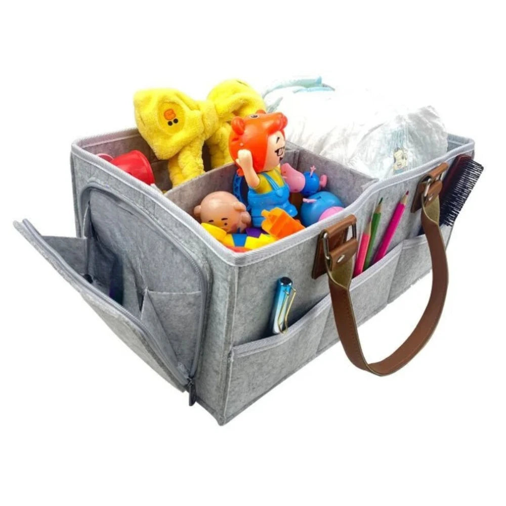 Versatile Organizer: Foldable Felt Storage Diaper Bag Caddy