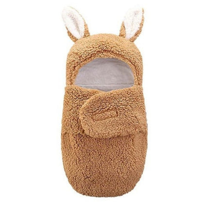 Cozy Bunny Bliss Without leg: Warm Plush Hooded Swaddle Wrap Blanket for Newborns-0-6M (Copy)
