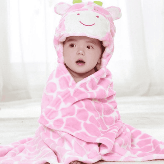 Giraffe Hooded Fleece Blanket for Infants and Toddlers