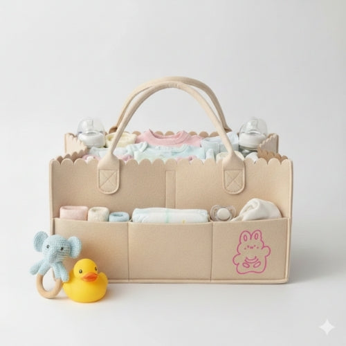 Versatile Organizer: Foldable Felt Storage Diaper Bag Caddy