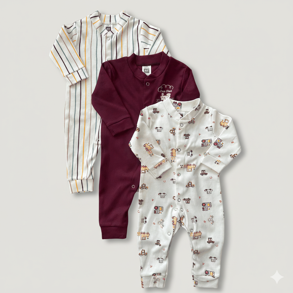 Carter's Pack of 3 Baby Rompers - 100% Organic Cotton