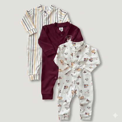 Carter's Pack of 3 Baby Rompers - 100% Organic Cotton