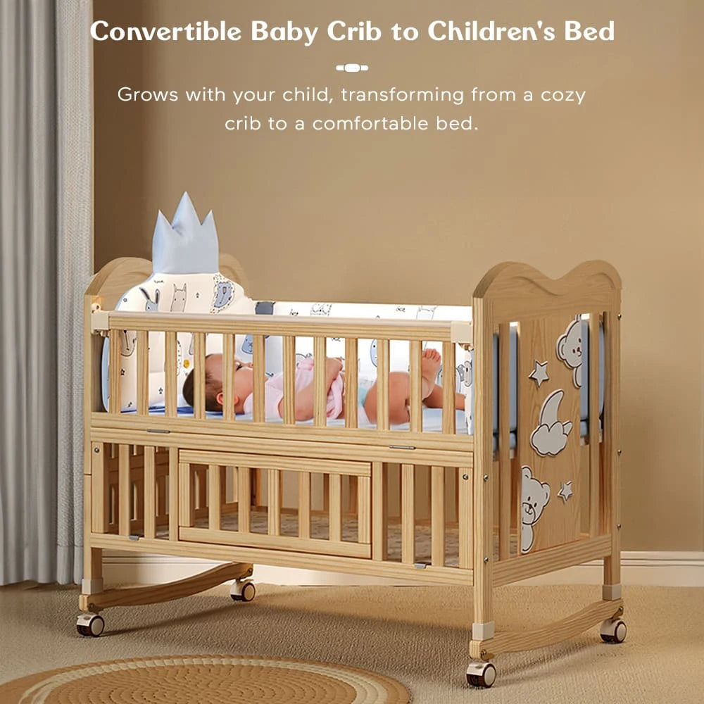 Star And Daisy 14-in-1 Convertible Baby Wooden Cot