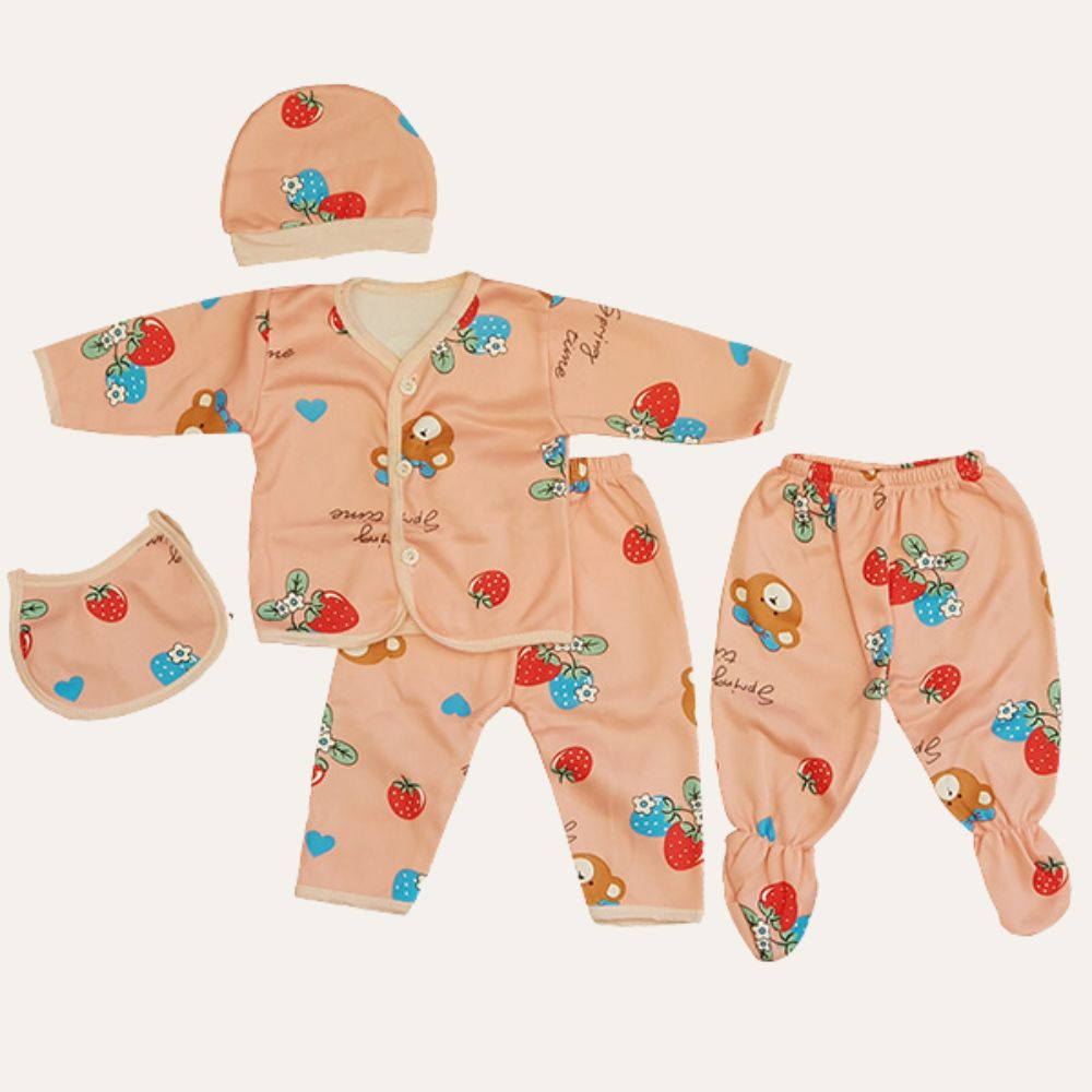 Unisex Cotton-Wool Blend Printed Nightwear Set for Infants