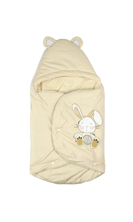Sunnozy Newborn Hooded Quilt and Carry bag Cream (0-6M)