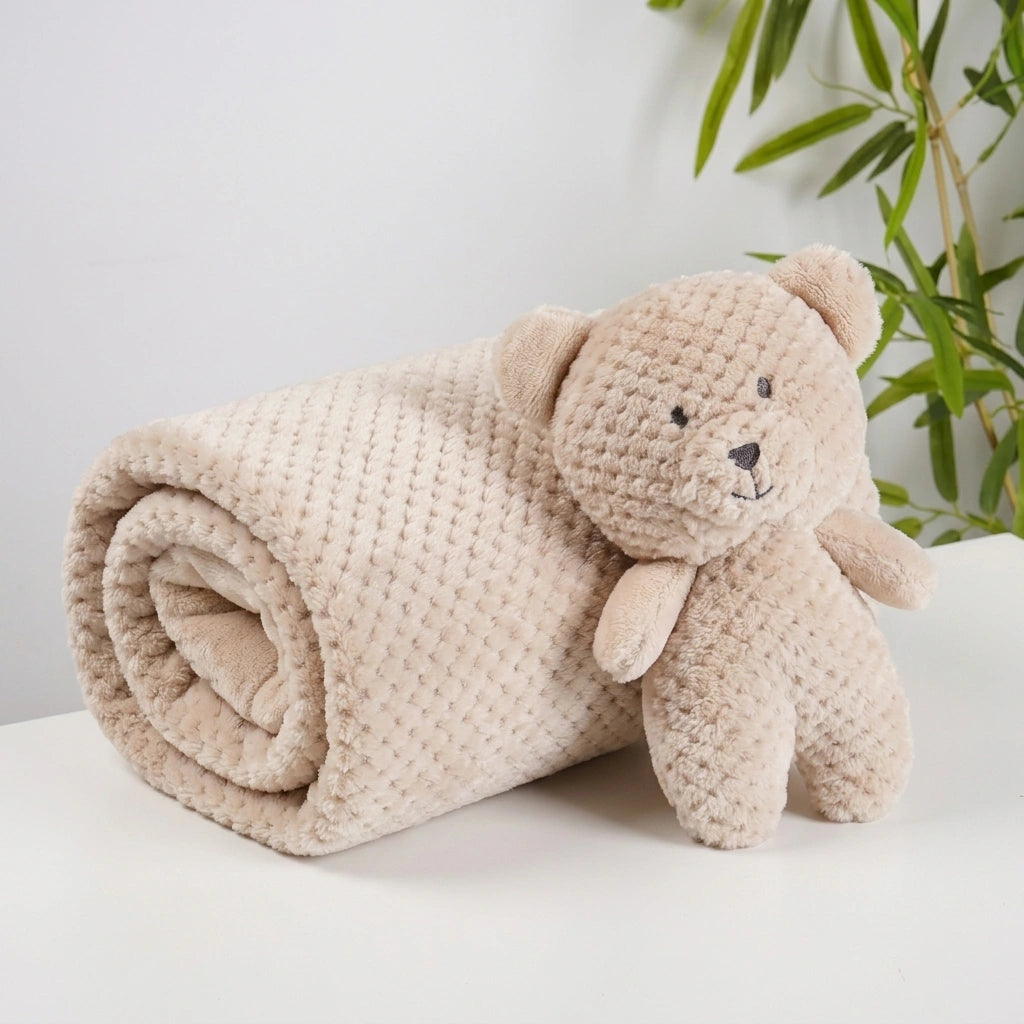 Embossed Baby Blanket & Animal Neck Pillow Set | Alaya Junior