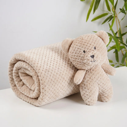Embossed Baby Blanket & Animal Neck Pillow Set | Alaya Junior