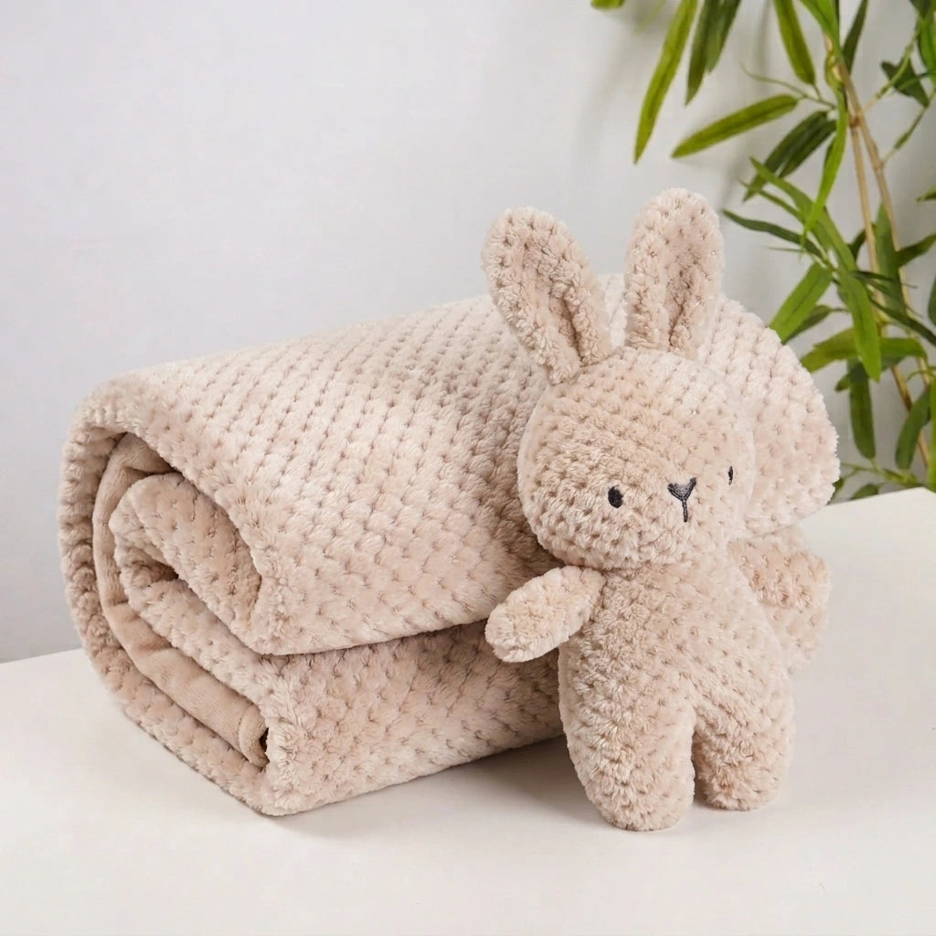 Embossed Baby Blanket & Animal Neck Pillow Set | Alaya Junior