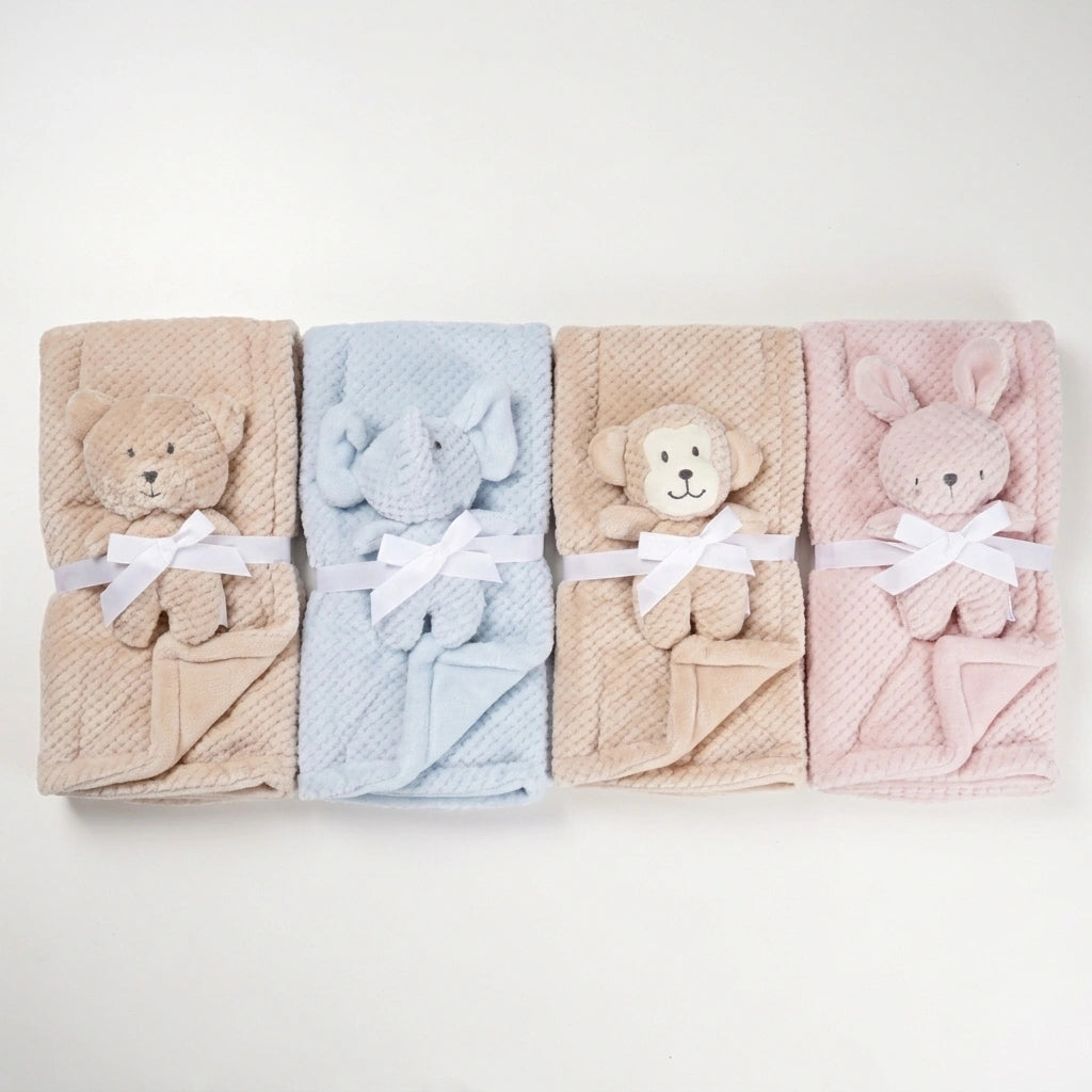Embossed Baby Blanket & Animal Neck Pillow Set | Alaya Junior