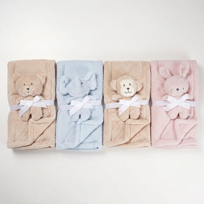 Embossed Baby Blanket & Animal Neck Pillow Set | Alaya Junior